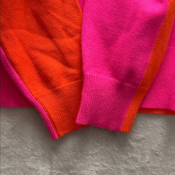 SIX/FIFTY 650 SIX FIFTY | LARGE WOMEN'S 2 TONE SWEATER | PINK ORANGE - Picture 7 of 10